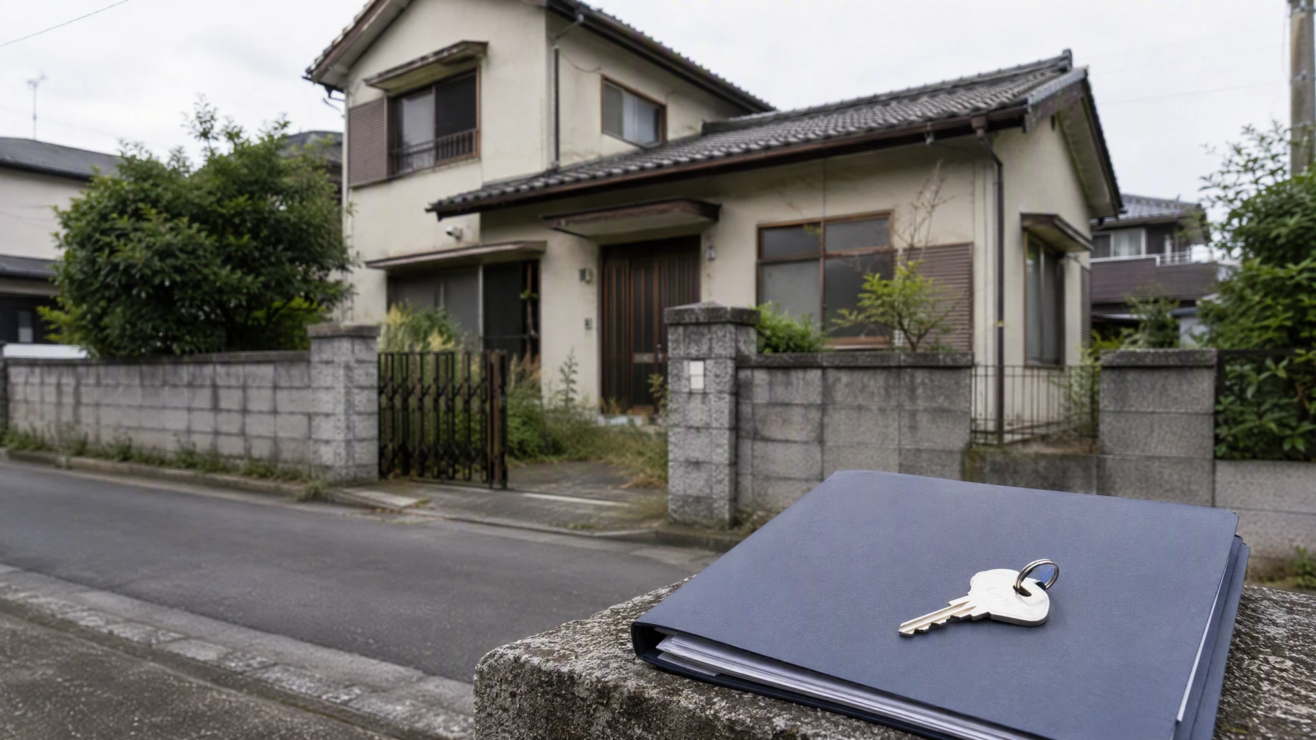 相続した古い空き家と売却期限を記したカレンダー